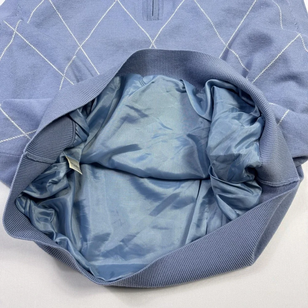 Fairway & Greene Sweater Vest Mens Extra Large Blue Argyle Quarter Zip Golf‎